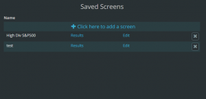 Saved Screens Page