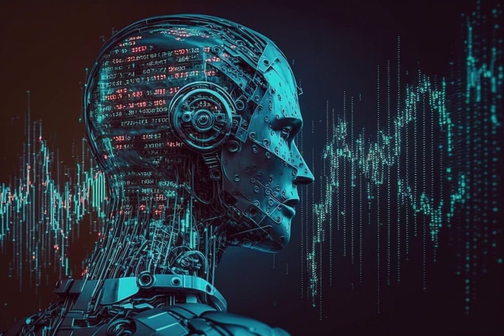 AI stock trading: codes inside a robot head