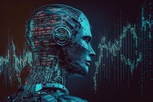 AI stock trading: codes inside a robot head